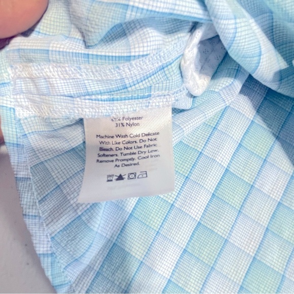 EDDIE BAUER S'less PLAID Performance Shirt' (Moisture Wicking/UV)- M, Turquoise - Picture 7 of 12